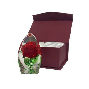 Red Rose in glass in a satin-lined red gift box